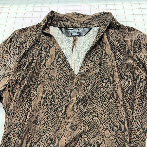 NORMA KAMALI Cocoa Brown/ Black Python Faux Wrap Career Party Dress SZ M - Picture 8 of 16